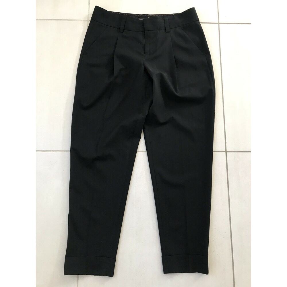 Alice + Olivia High Waist Pleated Cropped Cuffed Pants Wool Blend